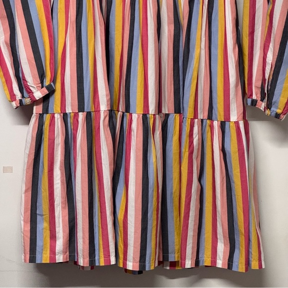 J. Crew Tiered Popover Dress Rose Multi Stripe Cotton Poplin Long Sleeve XS - Picture 5 of 9